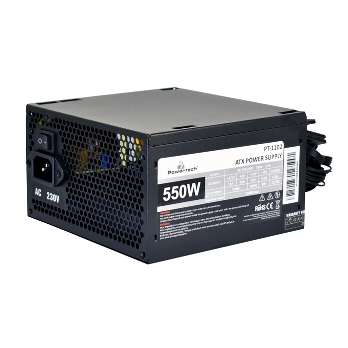 Τροφοδοτικό 550W Powertech PT-1102, ATX, 120mm Fan