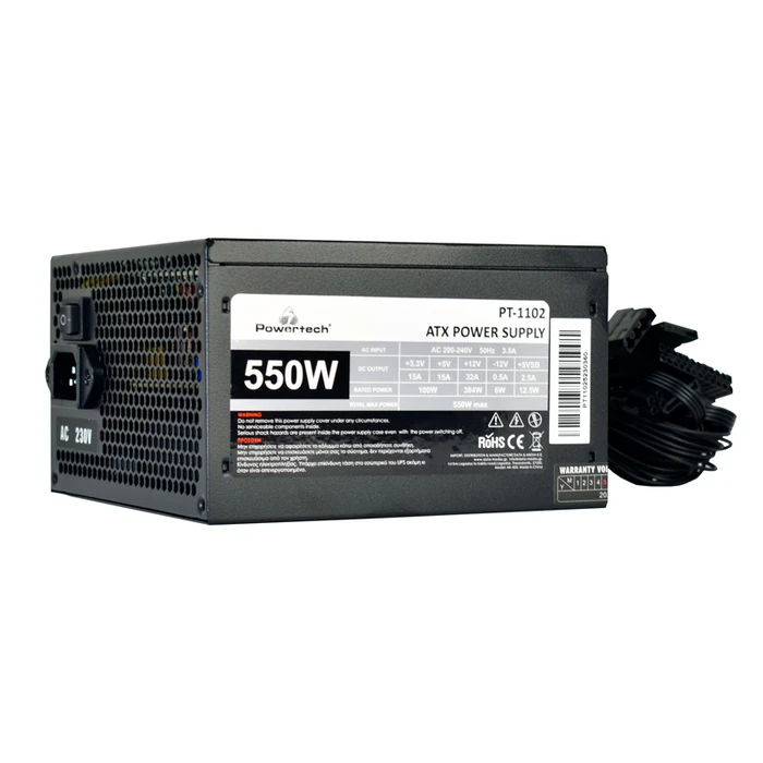 Τροφοδοτικό 550W Powertech PT-1102, ATX, 120mm Fan