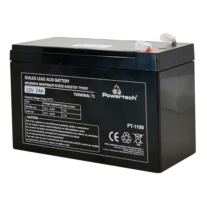 Μπαταρία UPS Powertech Μολύβδου PT-1109, 12V 7Ah, T1