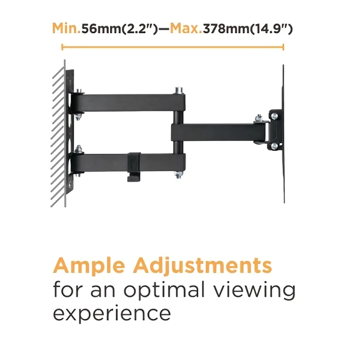Βάση Τηλεόρασης Powertech επιτοίχια PT-1129 23-43", full motion, 30kg