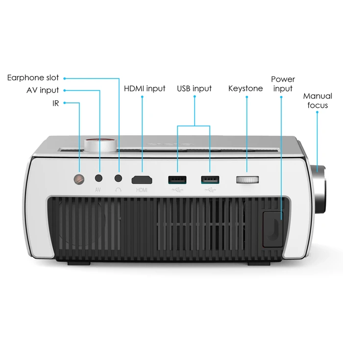 Projector Powertech LED PT-1158, Full HD, λευκός