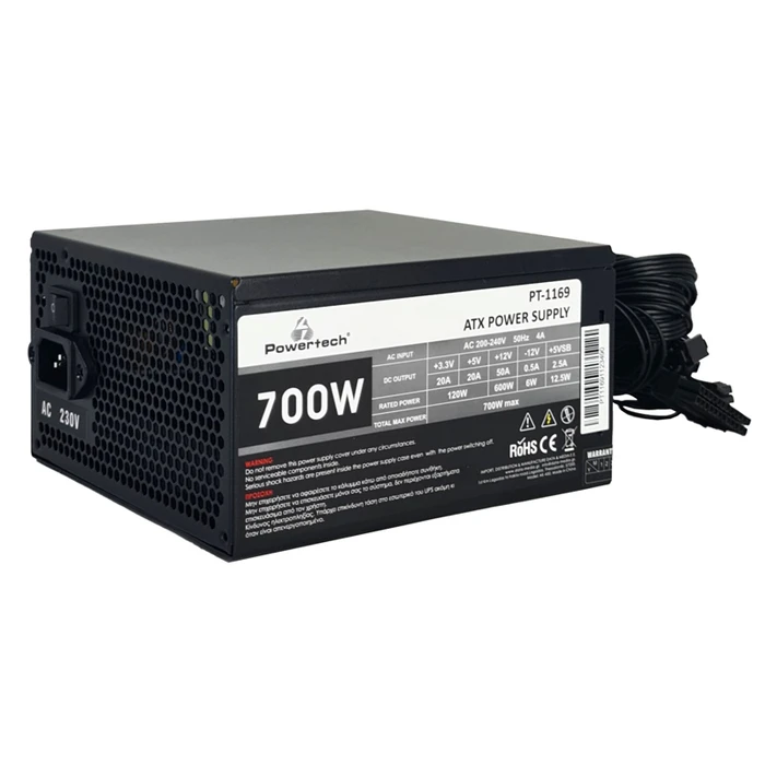Τροφοδοτικό 700W Powertech για PC PT-1169, ATX, 140mm Fan