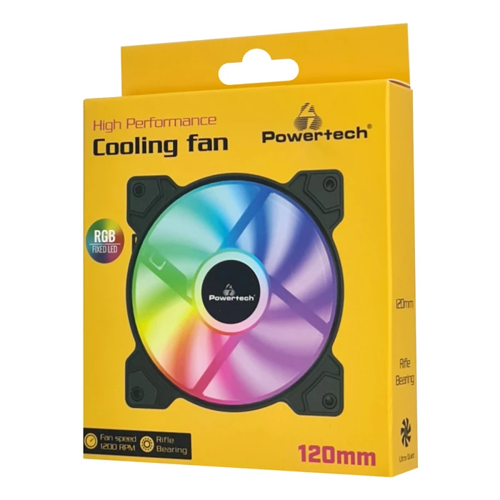 Case Fan 12cm Powertech Pt-1170 Για Pc, LED FRGB, 1200Rpm