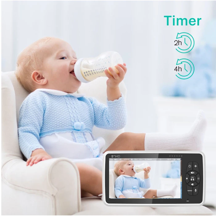 Ενδοεπικοινωνία Μωρού Powertech PT-1188 με Κάμερα & Οθόνη 5", 720p, PTZ