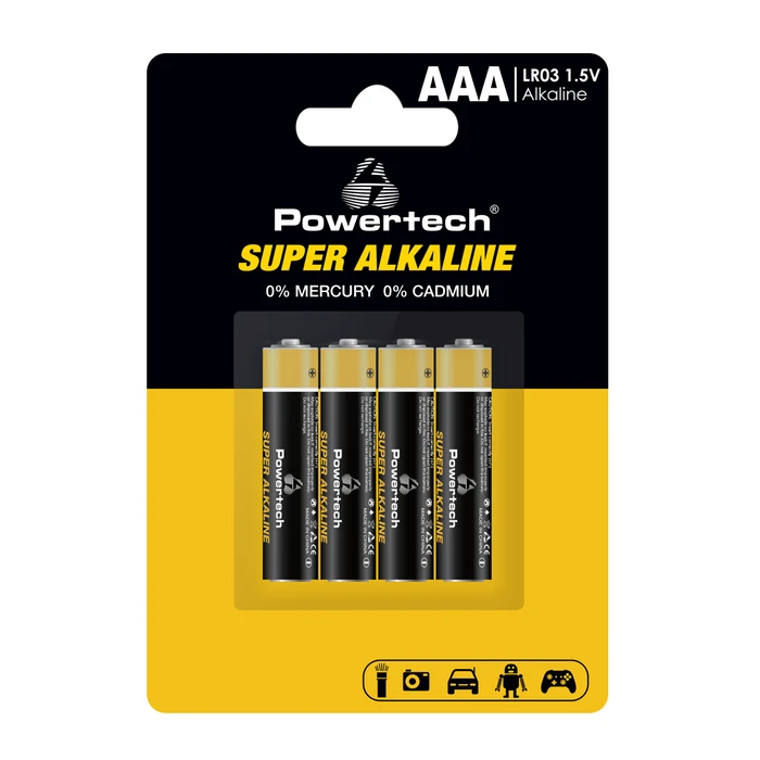 Αλκαλικές Μπαταρίες Powertech Super Alkaline PT-1213, Aaa, 1.5V, 4τμχ