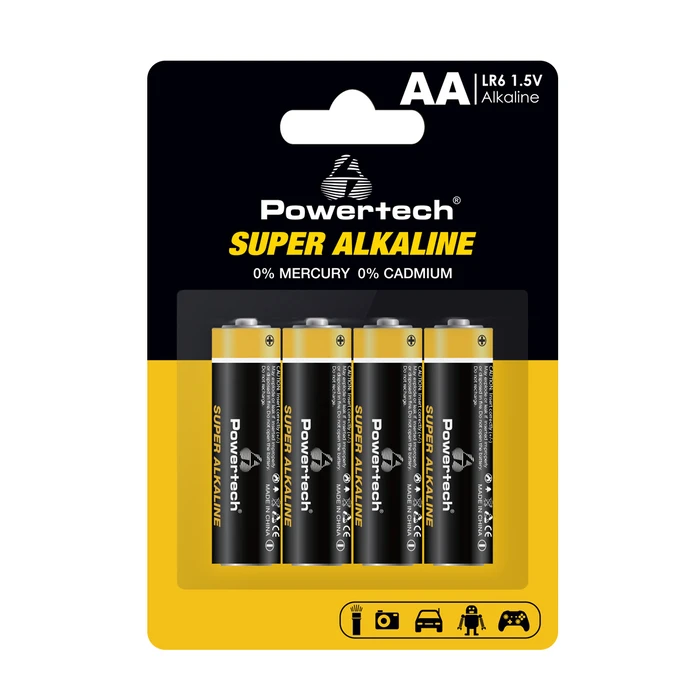 Αλκαλικές Μπαταρίες Powertech Super Alkaline PT-1214, Aa, 1.5V, 4τμχ