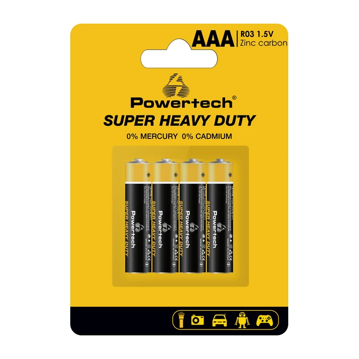 Μπαταρία Zinc Powertech Carbon Super Heavy Duty PT-1218, Aaa 1.5V, 4τμχ