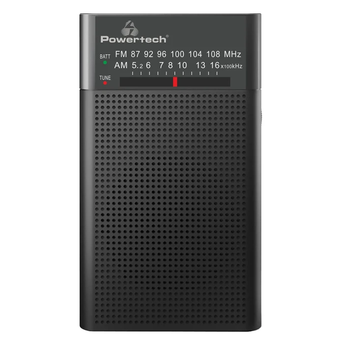Φορητό Ραδιόφωνο Powertech PT-1245 με πτυσσόμενη κεραία, Μαύρο