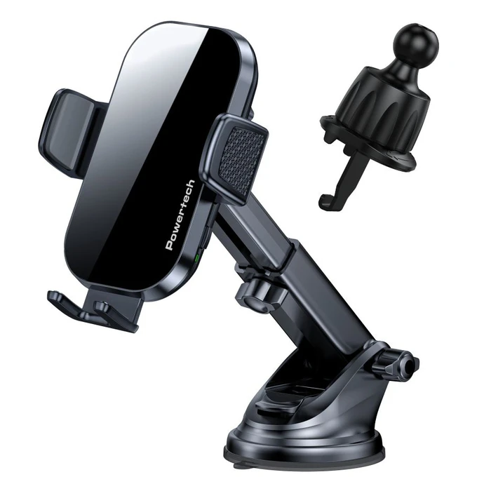 Βάση Κινητού Αυτοκινήτου Powertech Ασύρματος Φορτιστής PT-1271, 15W, Μαύρος
