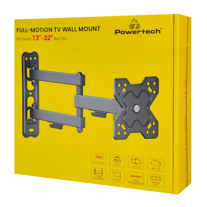 Βάση Τηλεόρασης Powertech επιτοίχια PT-1279 13-32", full motion, 20kg