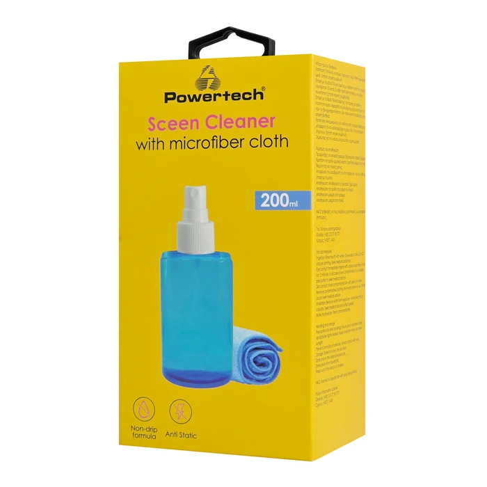Σπρέι Καθαρισμού Οθόνης Powertech PT-1312 με πανί μικροϊνών, 200ml