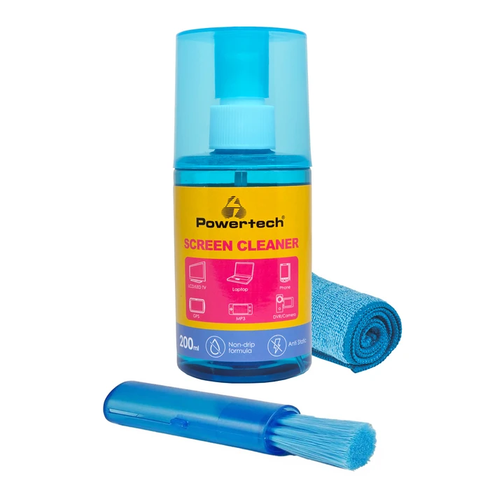 Σπρέι Καθαρισμού Οθόνης Powertech PT-1313 με πανί μικροϊνών & βουρτσάκι, 200ml