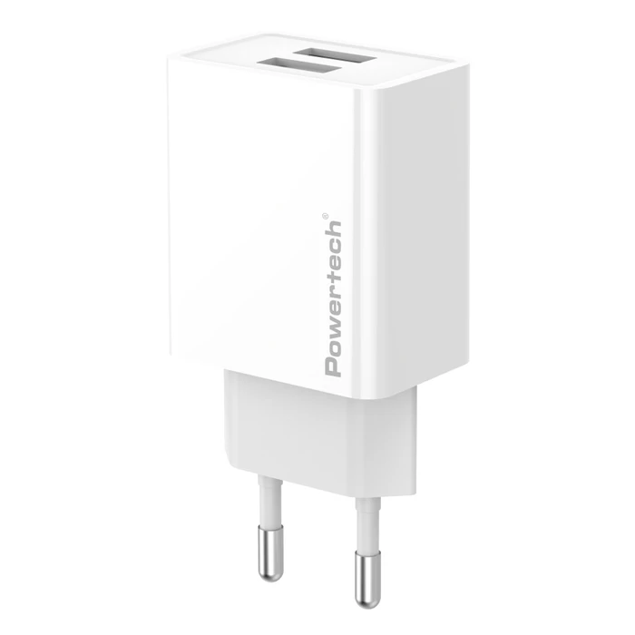 Φορτιστής Πρίζας Powertech Pt-1321, 2X Usb, 12W, Λευκός