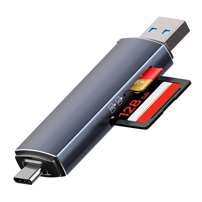 Card Reader Powertech PT-1343 για SD & micro SD, USB 3.2, 5Gbps, γκρι