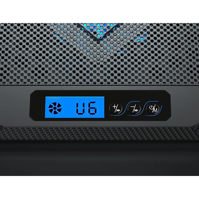 Βάση Laptop Powertech PT-1346, έως 15.6", 2x 125mm LED fan, Μαύρη