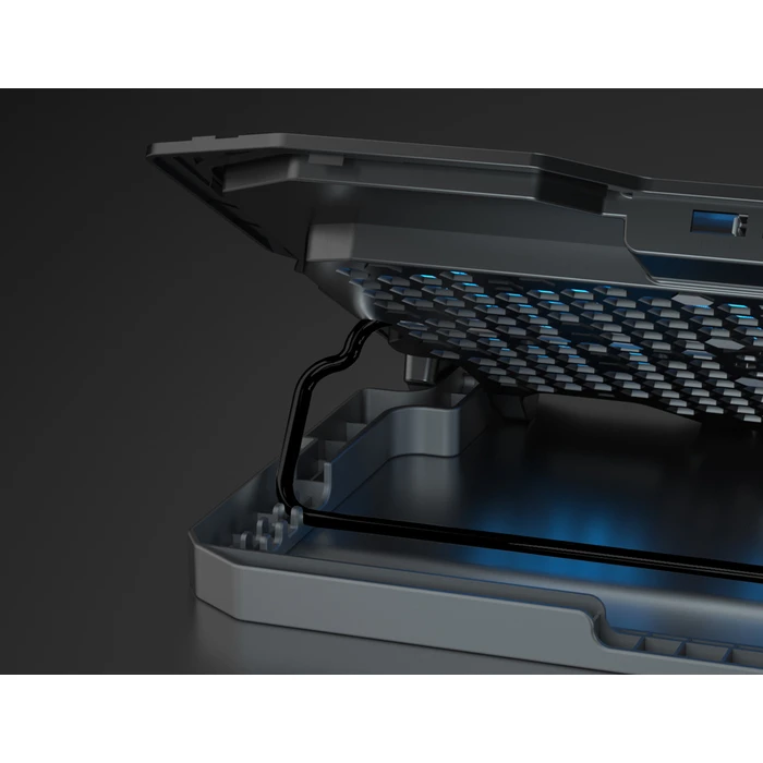 Βάση Laptop Powertech PT-1346, έως 15.6", 2x 125mm LED fan, Μαύρη