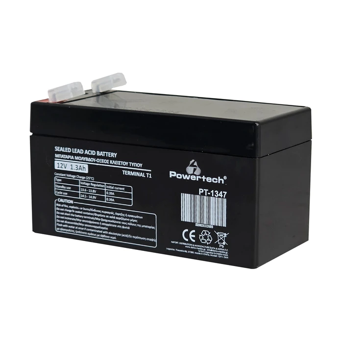 Μπαταρία Μολύβδου Powertech PT-1347, 12V 1.3Ah, T1
