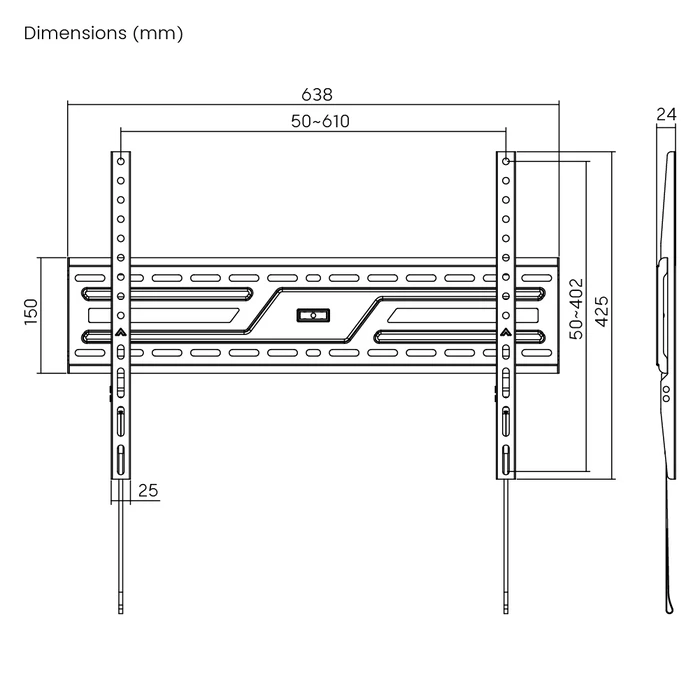 Βάση Τηλεόρασης Powertech επιτοίχια PT-1371 37-86", έως 75kg, fixed