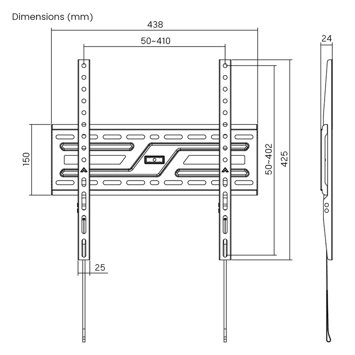 Βάση Τηλεόρασης Powertech επιτοίχια PT-1373 32-75", έως 75kg, fixed