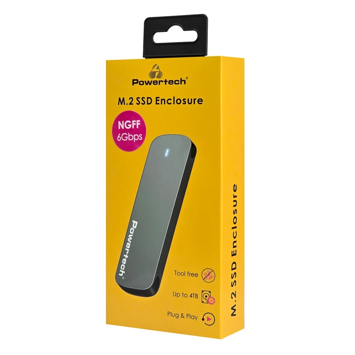 Θήκη για Σκληρό Δίσκο M.2 Powertech SATA PT-1374, 6Gbps, γκρι
