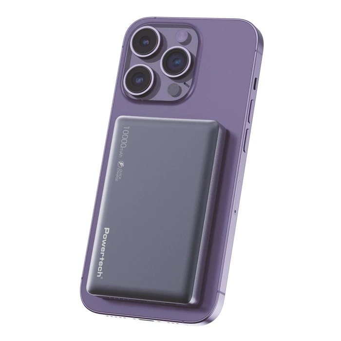 Power Bank Powertech PT-1377, 10000mah, magnetic wireless, 20W, γκρι