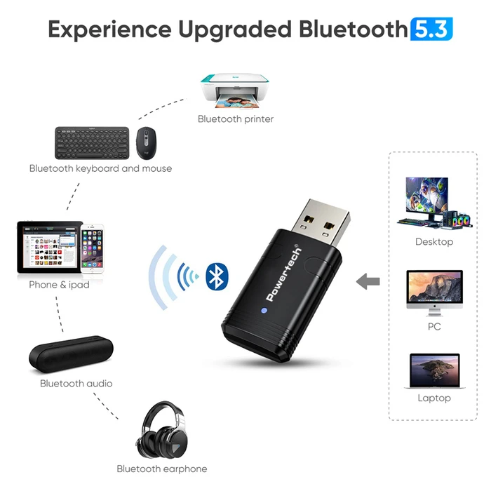 Αντάπτορας Δικτύου USB Powertech & Bluetooth 5.3 PT-1387, 900Mbps WiFi 6