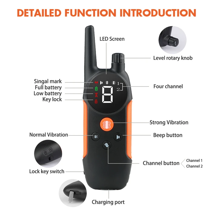 Ηλεκτρικό Κολάρο Powertech Εκπαίδευσης Σκύλου Pt-1399 με Ασύρματο Εμβέλεια 300M