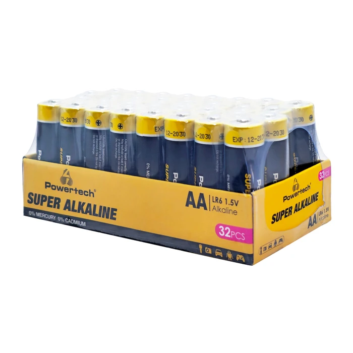 Αλκαλικές Μπαταρίες Powertech Super Alkaline Pt-1401, Aa, 1.5V, 32Τμχ