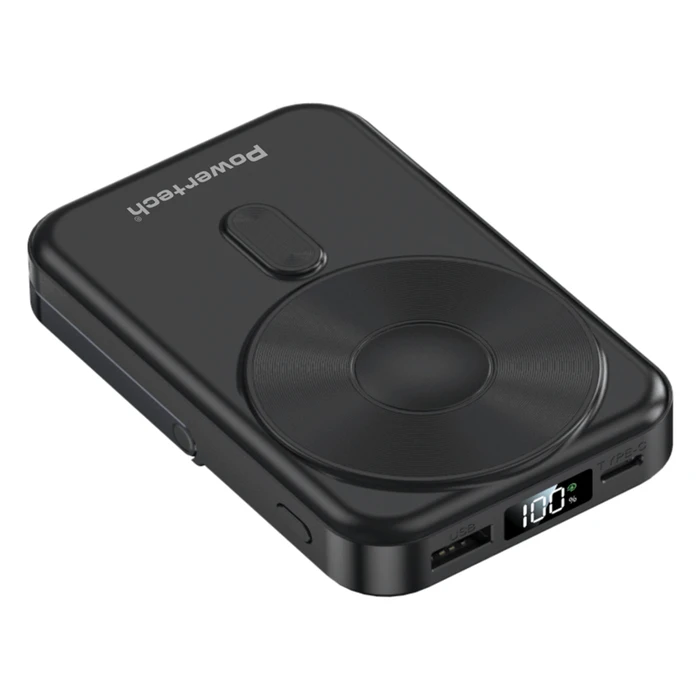 Power Bank Powertech με Οθόνη Pt-1416, 10000mAh, Magnetic Wireless, 22.5W, Μαύρο
