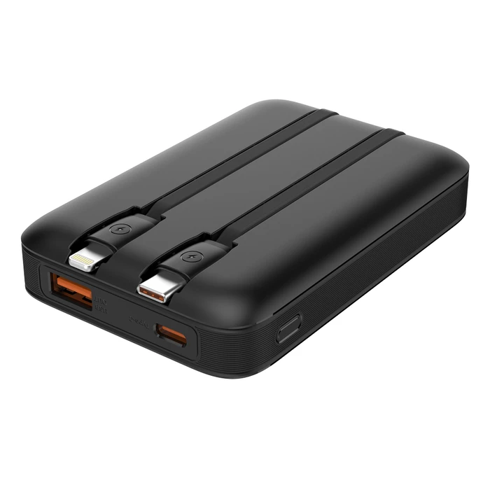Power Bank Powertech με Καλώδια Και Οθόνη Pt-1417 10000mAh, 22.5W, Μαύρο