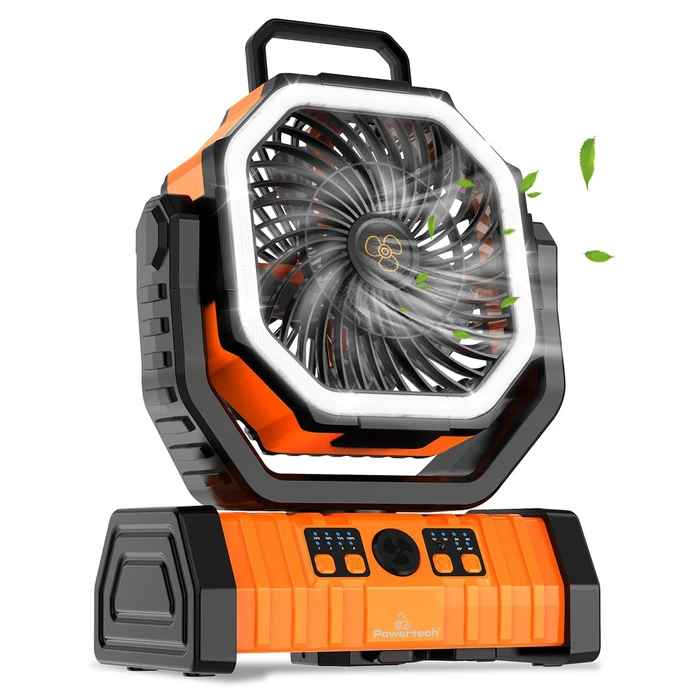 Φορητός Ανεμιστήρας Powertech Pt-1430 με Χειριστήριο, 20000mAh, Πορτοκαλί