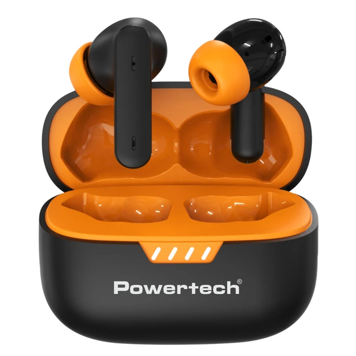Bluetooth Handsfree Powertech Pt-1431, True Wireless, 40/400mAh, Anc & Enc, Μαύρα