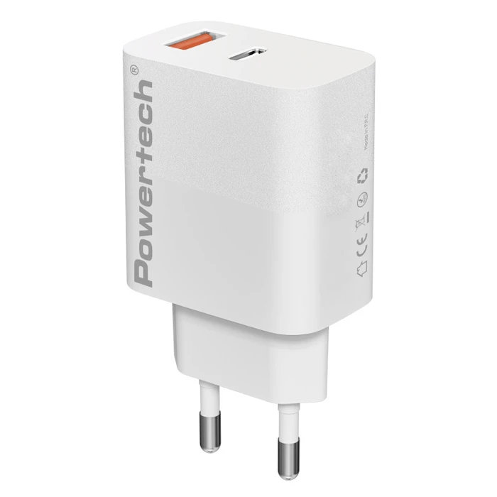 POWERTECH Wall Charger PT-1433 USB USB C 30W GaN White