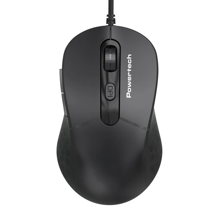 Ποντίκι Ενσύρματο Powertech Pt-1467, Οπτικό, Έως 1600Dpi, Μαύρο