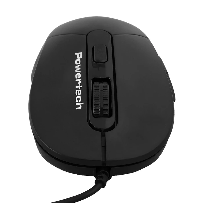 Ποντίκι Ενσύρματο Powertech Pt-1467, Οπτικό, Έως 1600Dpi, Μαύρο