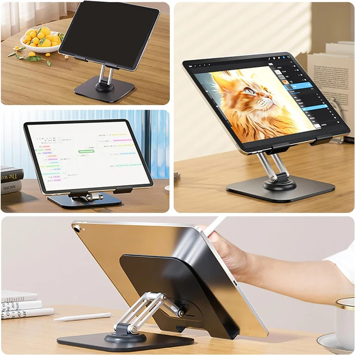 Επιτραπέζια Βάση Powertech για Tablet Pt-1494, Foldable, Μαύρη