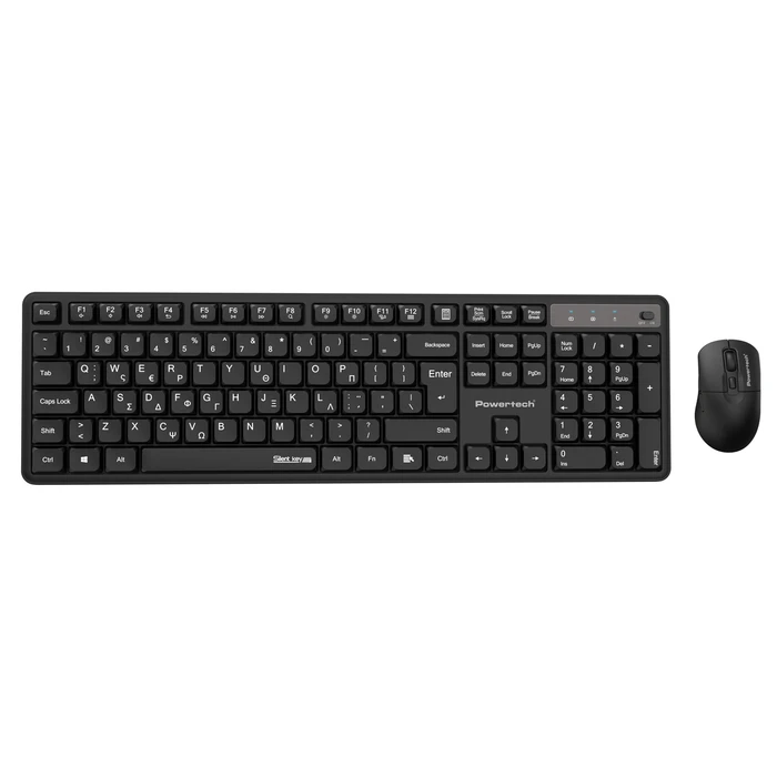 POWERTECH Σετ Ασύρματο Ποντίκι και Πληκτρολόγιο PT 1541 Αθόρυβο Μαύρο