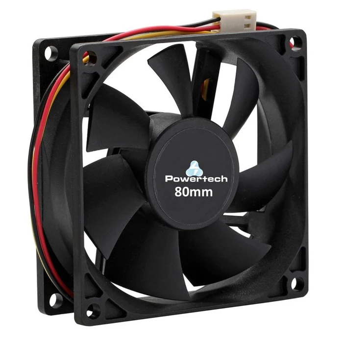 Case Fan 80mm Powertech PT-155, 12V, 3pin & 4 βίδες