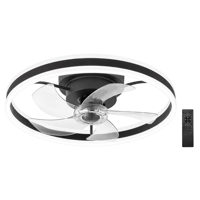 POWERTECH ανεμιστήρας οροφής PT-1560 με LED φως 45W Φ50x20cm μαύρος