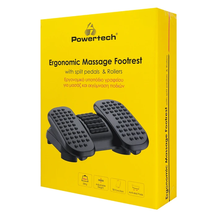 Powertech Υποπόδιο Γραφείου Pt-1567 Πεντάλ Εκγύμνασης Ποδιών Μαύρο