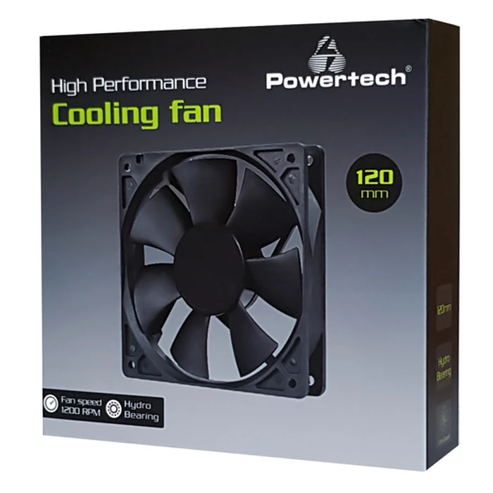 Case Fan 12cm Powertech ανεμιστήρας PT-156, 12V, 3pin & 4 βίδες