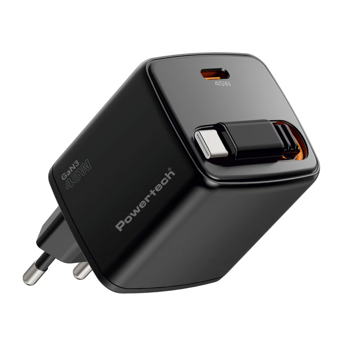 POWERTECH φορτιστής τοίχου PT-1572 USB-C 45W GaN μαύρος
