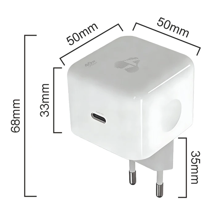Powertech Φορτιστής GaN με Θύρα USB-C και Καλώδιο USB-C - USB-C 60W Power Delivery / Quick Charge 3.0 Λευκός (PT-1581)