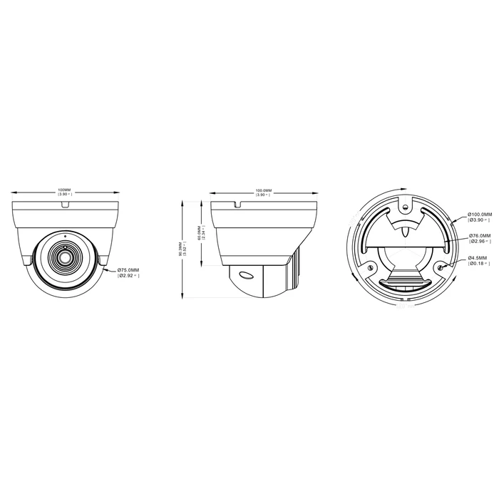 POWERTECH hybrid CCTV dome camera PT-1589 with microphone & IR, 8MP, 2.8mm, IP66
