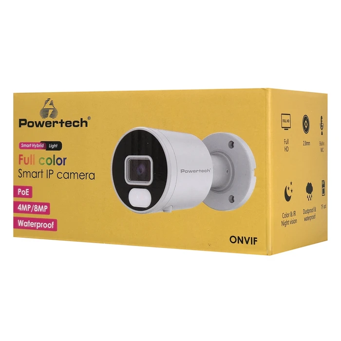 POWERTECH IP κάμερα PT-1592 με μικρόφωνο & Full Color λειτουργία, 4MP, 2.8mm, PoE, IP67
