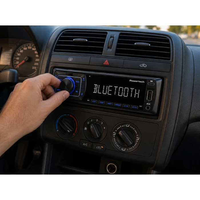 POWERTECH ηχοσύστημα αυτοκινήτου PT-1603 – αποσπώμενο πάνελ, 1 DIN, Bluetooth/FM/USB/Micro SD, 4x55W