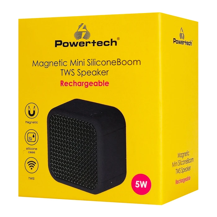 POWERTECH μίνι φορητό ηχείο TWS PT-1626, μαγνητικό, 5W, Bluetooth 5.0, 400mAh, μαύρο