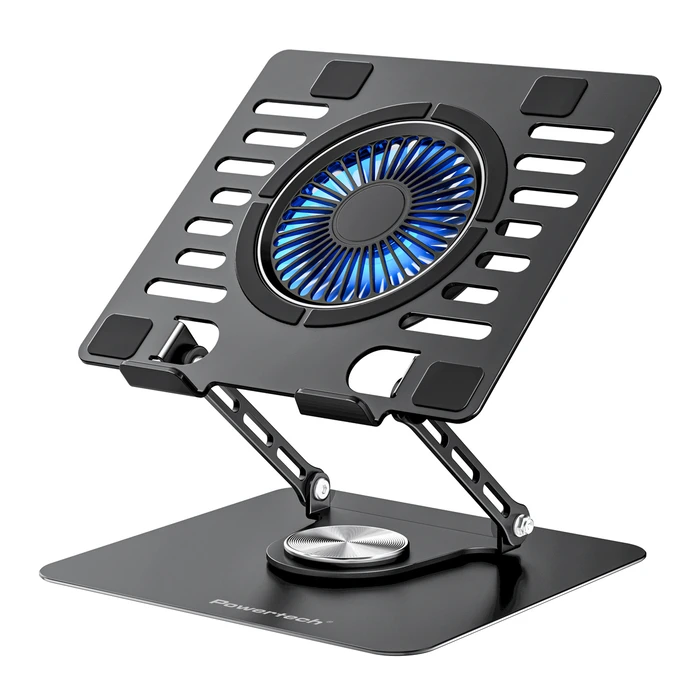 POWERTECH Laptop Cooling Stand PT-1630 up to 17", 110mm Blue LED Fan, Metal, Black