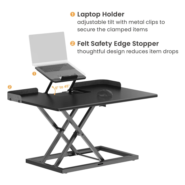 POWERTECH επιτραπέζιος σταθμός εργασίας Sit-Stand PT-1664 – ρυθμιζόμενο ύψος, βάση laptop, 790x540mm, μαύρος