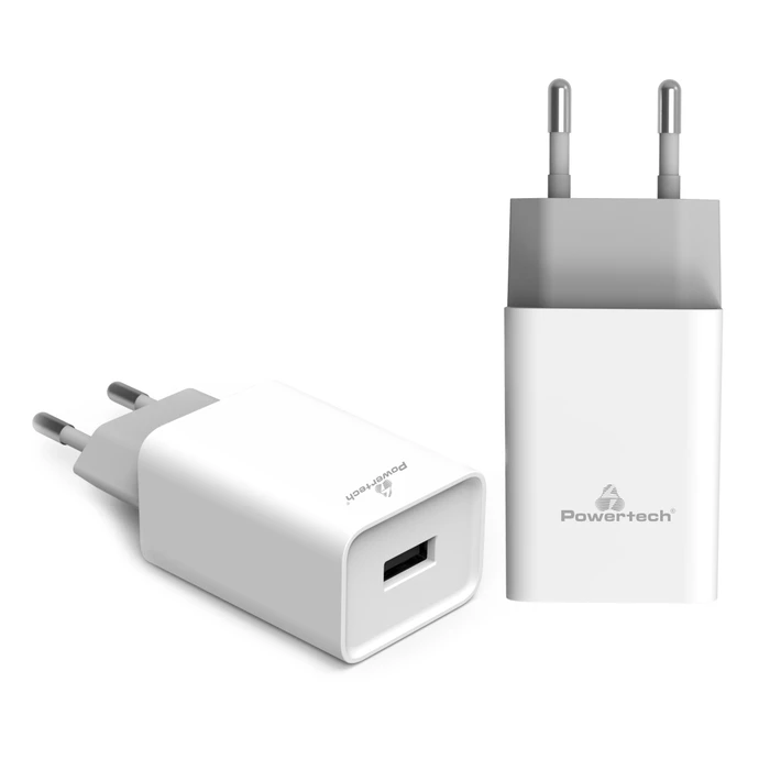 Φορτιστής Πρίζας Powertech PT-780, 1x USB, 20W, 4A, QC 3.0, λευκός
